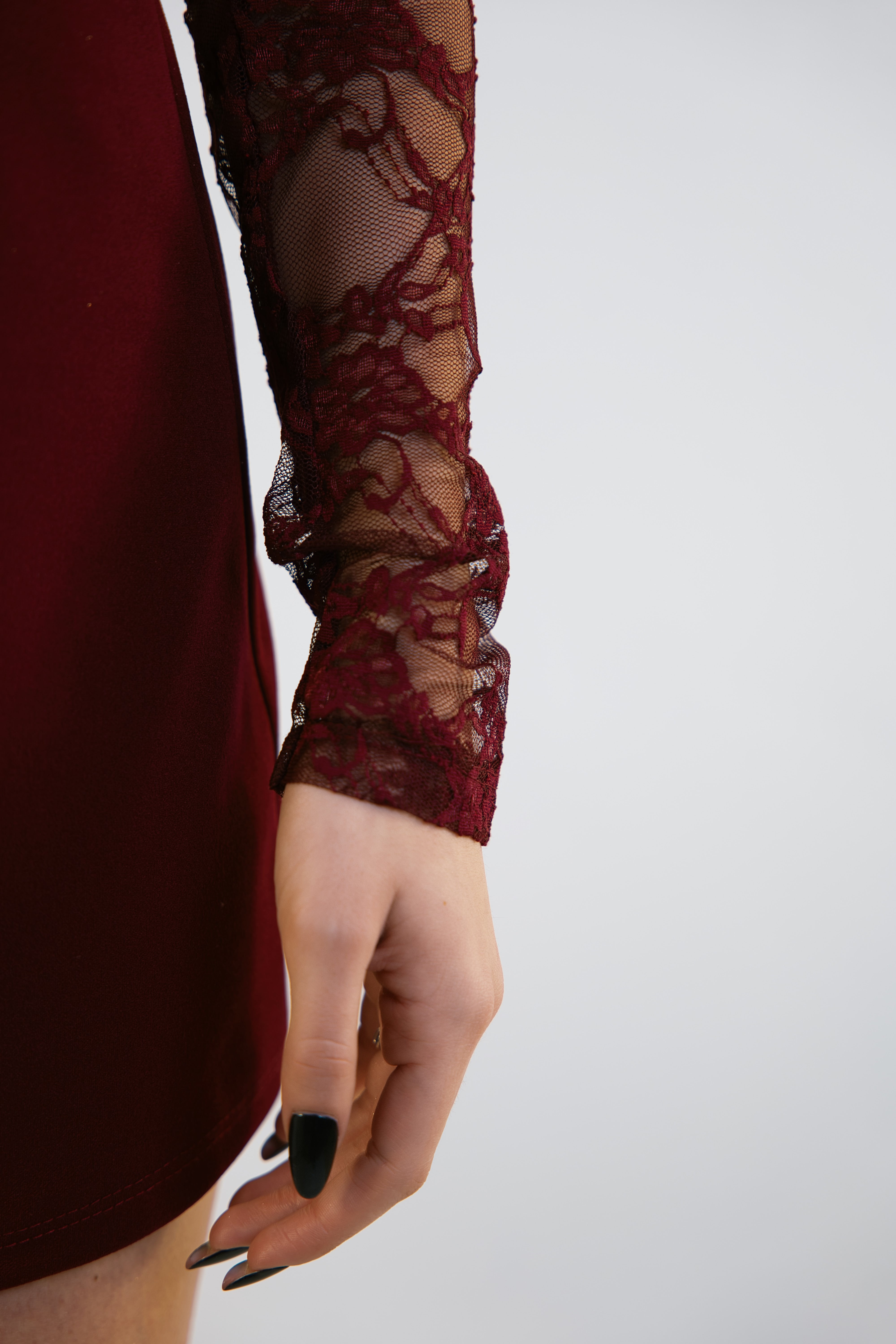 DRESS VELVET BORDEAUX